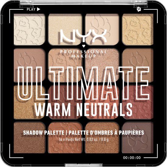 NYX Professional Makeup Ultimate Shadow Palette - Warm Neutrals - 16 Colors