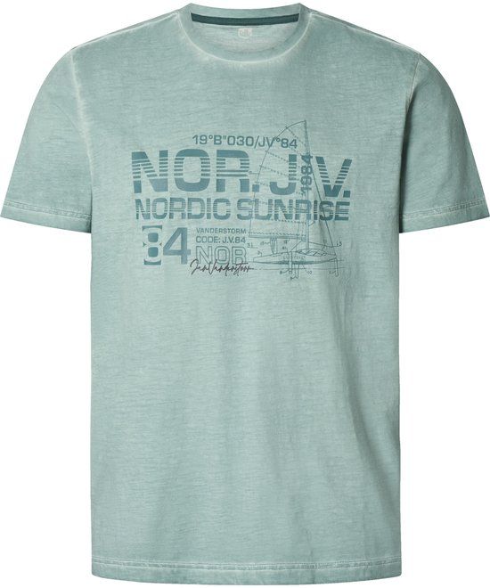 Jan Vanderstorm heren T-shirt - 60/62 - groen - Plus Size