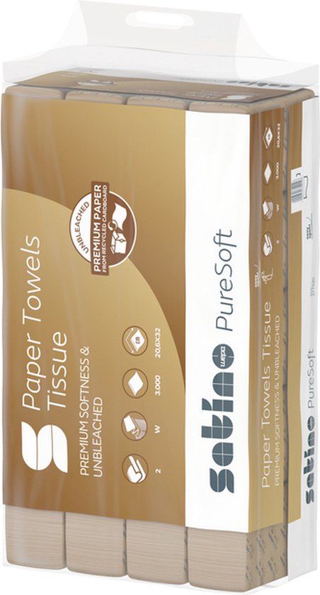 Satino by WEPA Handdoek Satino Puresoft PT2 W Vouw 3000 stuks