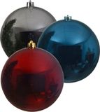 Kaemingk B.V. Kerstversieringen set van 6x grote kunststof kerstballen blauw-zilver-rood 14 cm glans