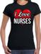 Bellatio Decorations I love nurses verkleed t-shirt zwart - dames - Verkleed outfit / kleding XXL