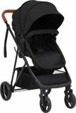 vidaXL Kinderwagen 2-in-1 staal antracietkleurig en zwart