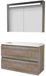 Basic-Line Premium 46 Badkamermeubelset - 100 x 46 cm - Greeploos - 2 Lades - Acryl Wastafel - 1 Kraangat - Spiegelkast met LED Verlichting - Scotch Oak