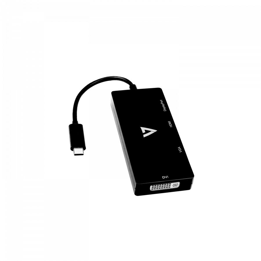 V7 USB-C to HDMI/DisplayPort/DVI Adapter - 3840 x 2160 - Black