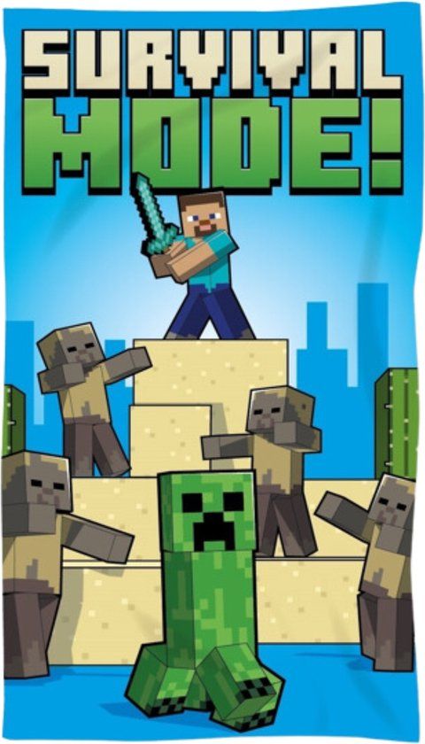 4KidsOnly Minecraft Strandlaken - 70 x 140 CM - Survival Run