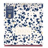 Busy B Bureaukalender 2026 - januari tot december Navy Spray 2026 kalender met ingebouwde standaard en flip-top bindende dessertkalender voor kantoor of thuis, jaarplanner met vakken voor