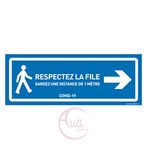 AUA SIGNALETIQUE - Signalisatie aan Sol respectez la File à Droite - autocollant laminé - blauw 420 x 160 mm