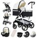 StarTech 3-in-1 kinderwagen - luxe combiwagen, reiswieg - hoge zitpositie - opvouwbaar - kunstleer - geschikt tot 20 kg - wit