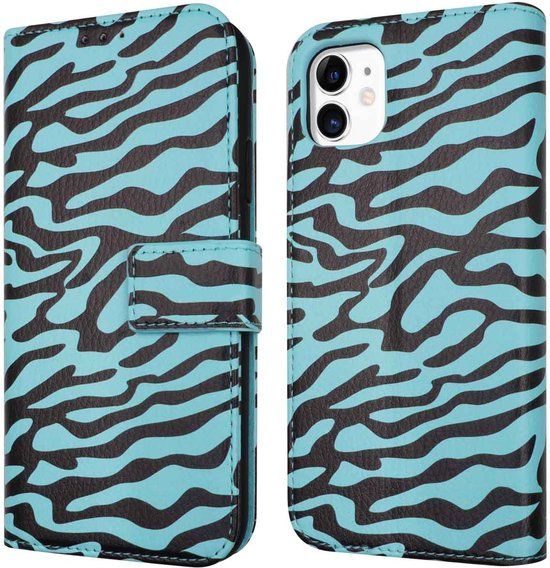 iMoshion Hoesje iPhone 11 - Book Case - Black Blue Stripes
