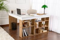 CaliCosy Hoekbureau met opbergruimte, wit en Atlantisch den decor L130 cm - VESPER