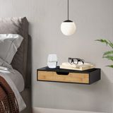 [en.casa] Wandplank set van 2 Bokn met lade bamboe 40x24x8 cm zwart