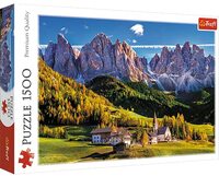 Trefl puzzel, Val di Funes, Dolomieten, Italië, 1500 elementen, topkwaliteit, Bolzano, Bolzano-Alto Adige, bergen, puzzel met bergthema, voor volwassenen en kinderen vanaf 12 jaar