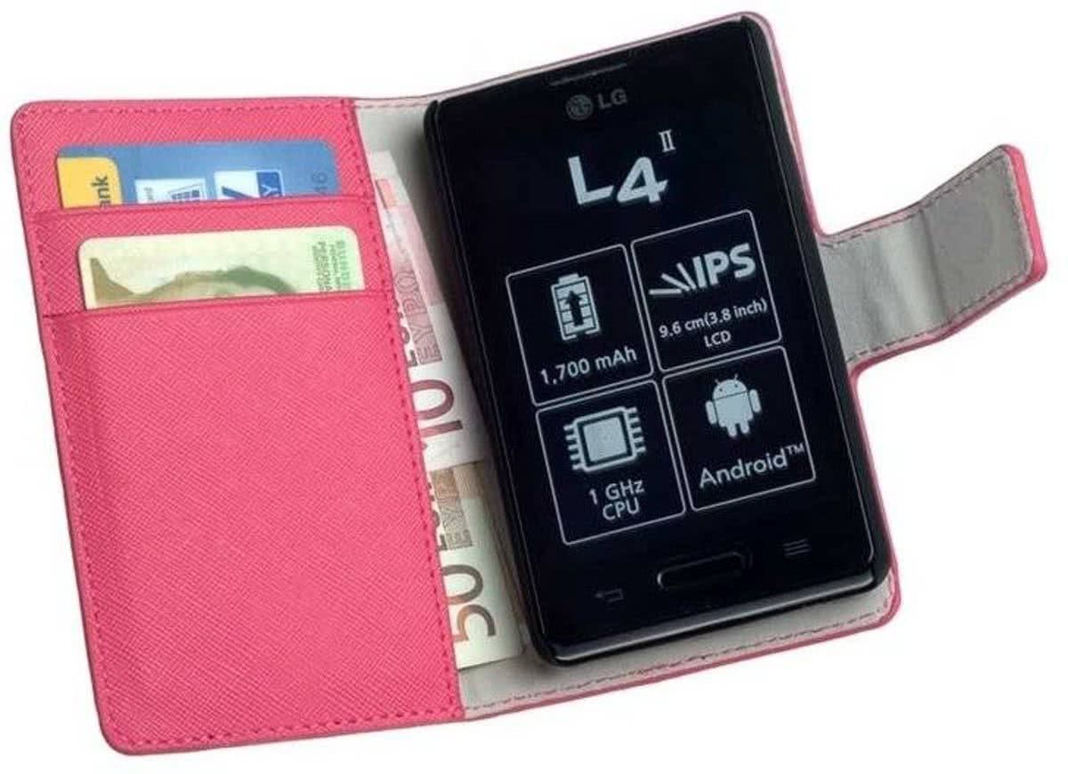 LELYCASE HC Bookstyle Flip Wallet case Telefoonhoesje LG Optimus L4 2 E440 Roze