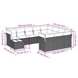 VidaXL 11-delige Tuinset met Kussens Poly Rattan Beige