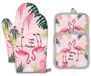 Flamingo Gant de cuisine et dessous de plat