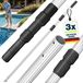 tillvex Perche télescopique pour piscine, 1,20-3,60 m, perche de piscine en aluminium, perche pour nettoyage de piscine, 3 pièces, noir