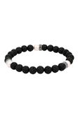 KUZZOI - Armband Heren Cirkel Lava Zwart Synthetische Parels 925 Sterling Zilver 21 cm