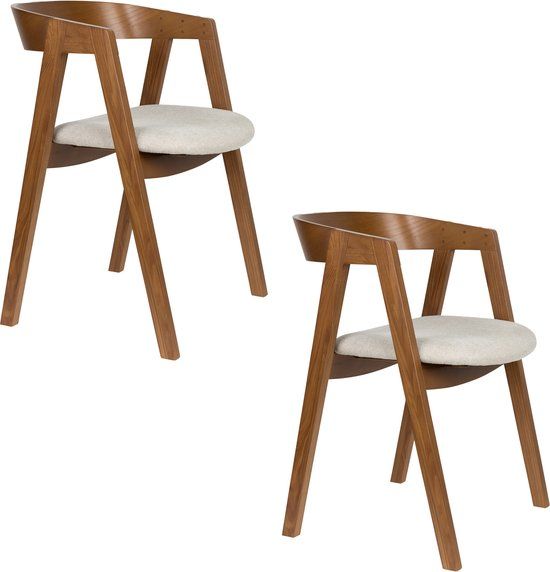 Zuiver Mads Eetkamerstoelen Donkerbruin - Set van 2