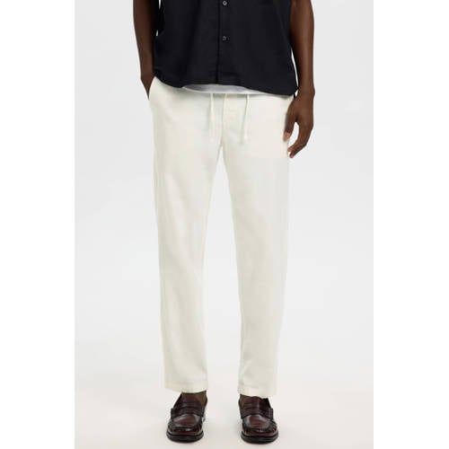 Selected BRODY slim tapered chino met linnen ecru