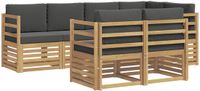 vidaXL Bank loungeset 7 zitplaatsen Polyester Wit en antracietkleurig