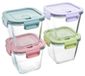 Bocaux en verre avec couvercle - 4 pièces - Verre borosilicaté élevé - Récipient alimentaire - Résistant aux chocs - Pour réfrigérateur/four/micro-ondes - Bonne fermeture - Récipients alimentaires