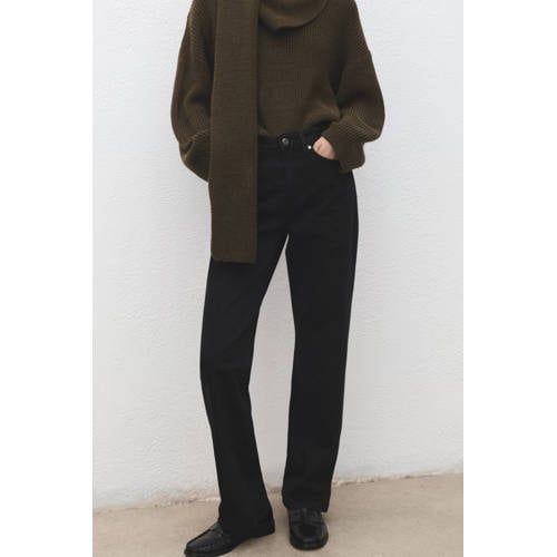 Mango Straight Leg Jeans Black Denim