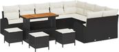 vidaXL Tuinbank Set 13-delig Zwart Polyrattan