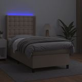 Maison Exclusive - Lit boxspring avec matelas et éclairage LED, couleur cappuccino, 100x200 cm, similicuir