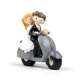 Mopec Taartfiguur bruidspaar Pop & Fun op motorfiets, wit