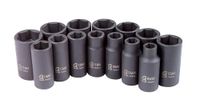 SUNEX Tools 3328 3/8-inch aandrijving metrische middendiepte slagdopset, 14-delig