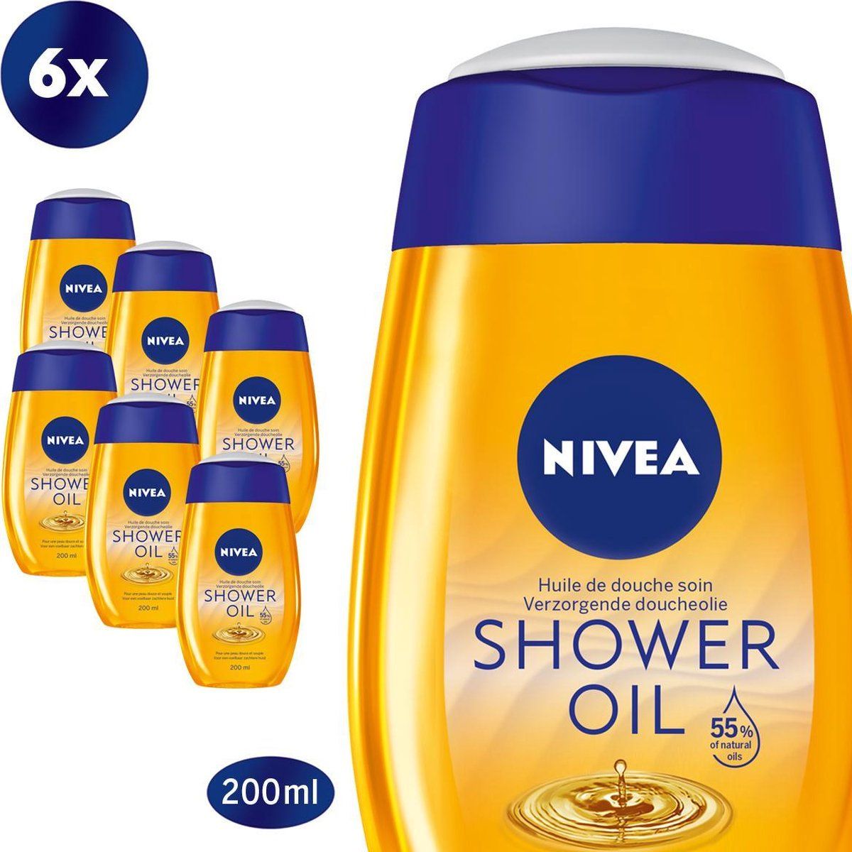 Nivea Natural Oil Doucheolie - 6 x 200 ml - Voordeelverpakking