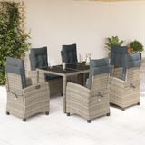 Prolenta Maison Exclusive - Tuinset voor buiten, 7-delig, met kussens, grijs, van polyrotan