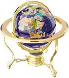 Unieke Unique Art Ocean Blue Lapis Tafelbol met Gouden Statief 25,4 x 15,2 cm