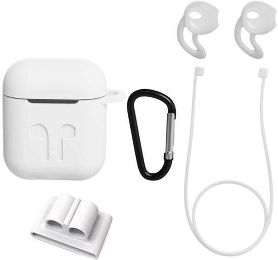 - LYCH â€“ Apple AirPods 6 in 1 Anti Lost + Maximum Protection Set compleet 2x AirPod Protector â€“ Anti Lost Strap AirPods Case Cover Apple Watch Connector â€“ Musketon haak Anti Verlies Koord â€“ Hoesje Wit