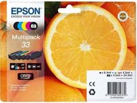 Epson 33 Claria Ink Cartridge, 5-Pack, Cyan, Magenta, Yellow, Black, Photo Black, 24.4ml, C13T33374011