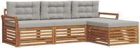 vidaXL Acacia Hout Bank Loungeset 4 Zitplaatsen Natuurlijk en Lichtgrijs