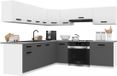 BELINI Keukenblok ITALIA 7 - Meuble de cuisine 420 cm Blanc-Gris Mat avec Plans de travail - Caissons hauts et bas