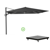 Challenger T² Glow parasol à voile - toile premium | 300x300cm avec pied de parasol Monza 90kg | Faded Black