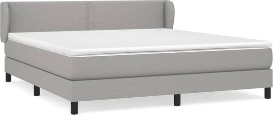 vidaXL Boxspring met matras stof lichtgrijs 180x200 cm
