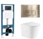 QeramiQ Dely Toiletset - inbouwreservoir Qeramiq Flush - slim zitting - metaal messing geborstelde bedieningsplaat - rechthoekige knoppen - glans wit