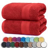NatureMark Set van 2 Saunahanddoeken, Premium Kwaliteit, 80 x 200 cm, 100% Katoen, Rood
