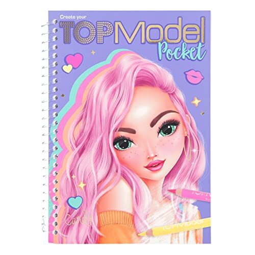 Depesche 11803 TOPModel - Pocket kleurboek met 120 pagina's voor het ontwerpen van chique looks en outfits voor de modellen en hun viervoeter, incl. een stickervel met accessoirestickers