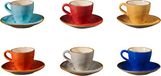 Vivi Oggi Espressokopjes - Kleurrijk - Set van 6 - 50ml - Met Schotel - Kerst