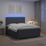 vidaXL Boxspringbed met matras, donkergrijs, 140 x 190 cm, stof