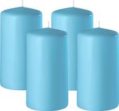 Enlightening Candles Bougie cylindrique/bougie pilier - 4x - bleu turquoise - D6 x H10 cm - 36 heures de combustion