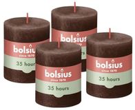 Bolsius Rustiek Stompkaars 80 x 68 mm Choc Brown – 4 Stuks