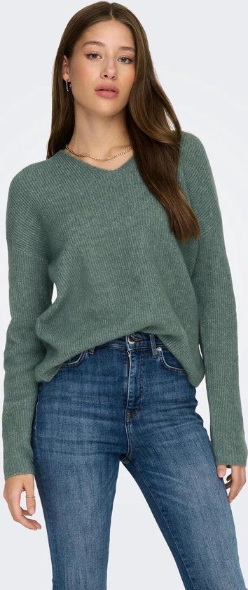 ONLY ONLCAMILLA V-NECK L/S PULLOVER KNT Trui Dames - Groen - Maat S