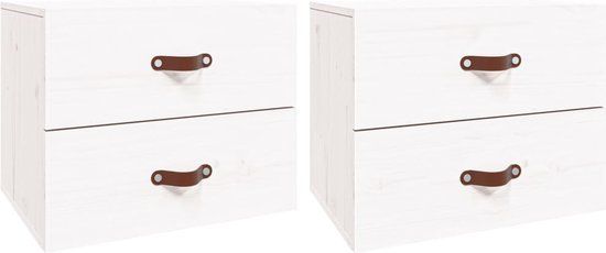 vidaXL Nachtkastjes 2 stuks wandgemonteerd 50x36x40 cm wit