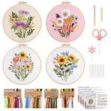 VynyQoo 4pcs Borduursets voor met bloemenpatroon