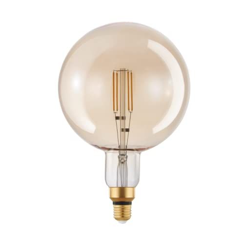 EGLO LED E27 dimbaar, vintage lamp, barnsteen, retro globe, 4,5 watt (vervangt 40 watt), 470 lumen, warmwit, G200, Ø 20 cm